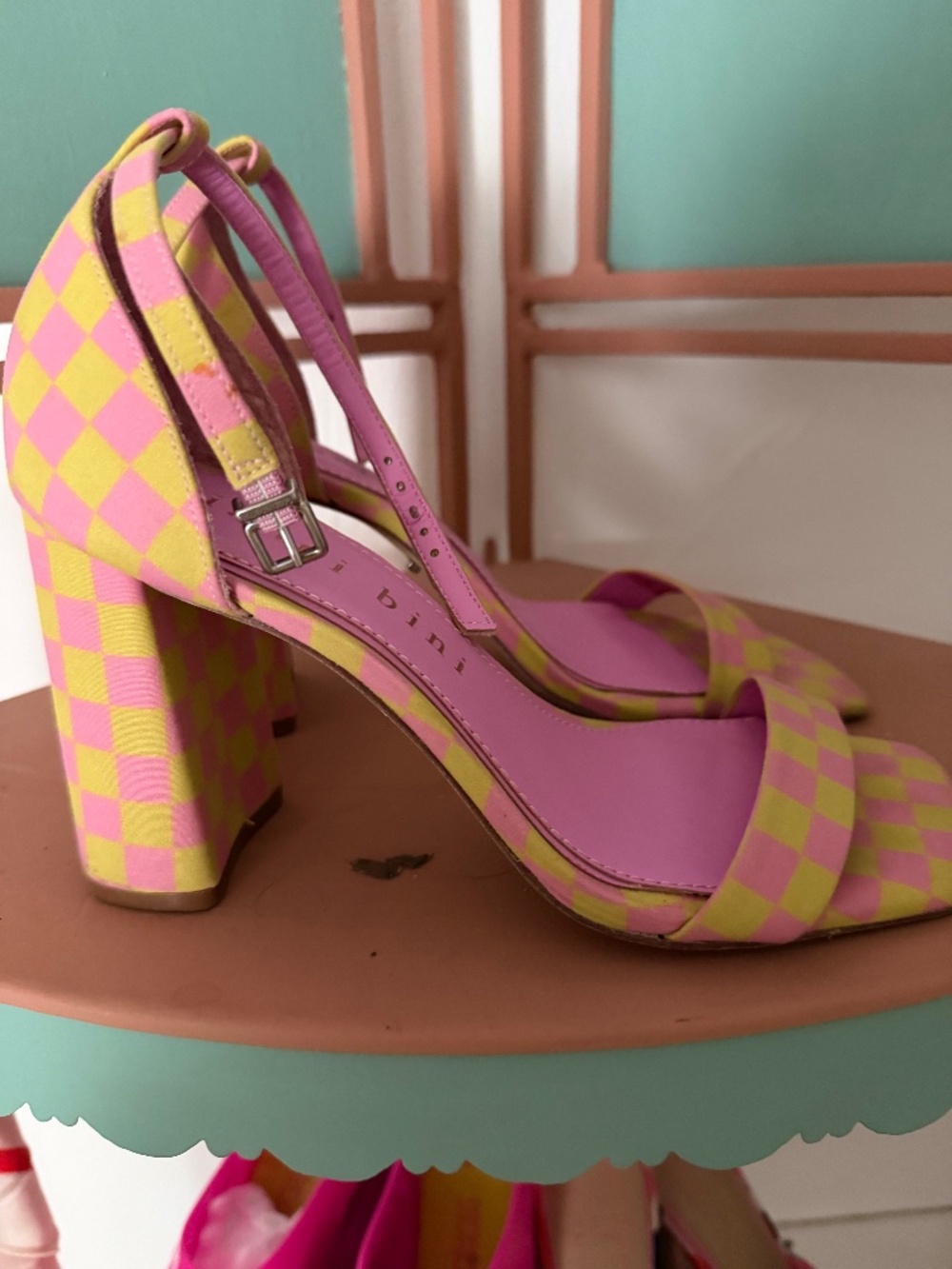 Gianni Bonnie Checkered Heel Sandals